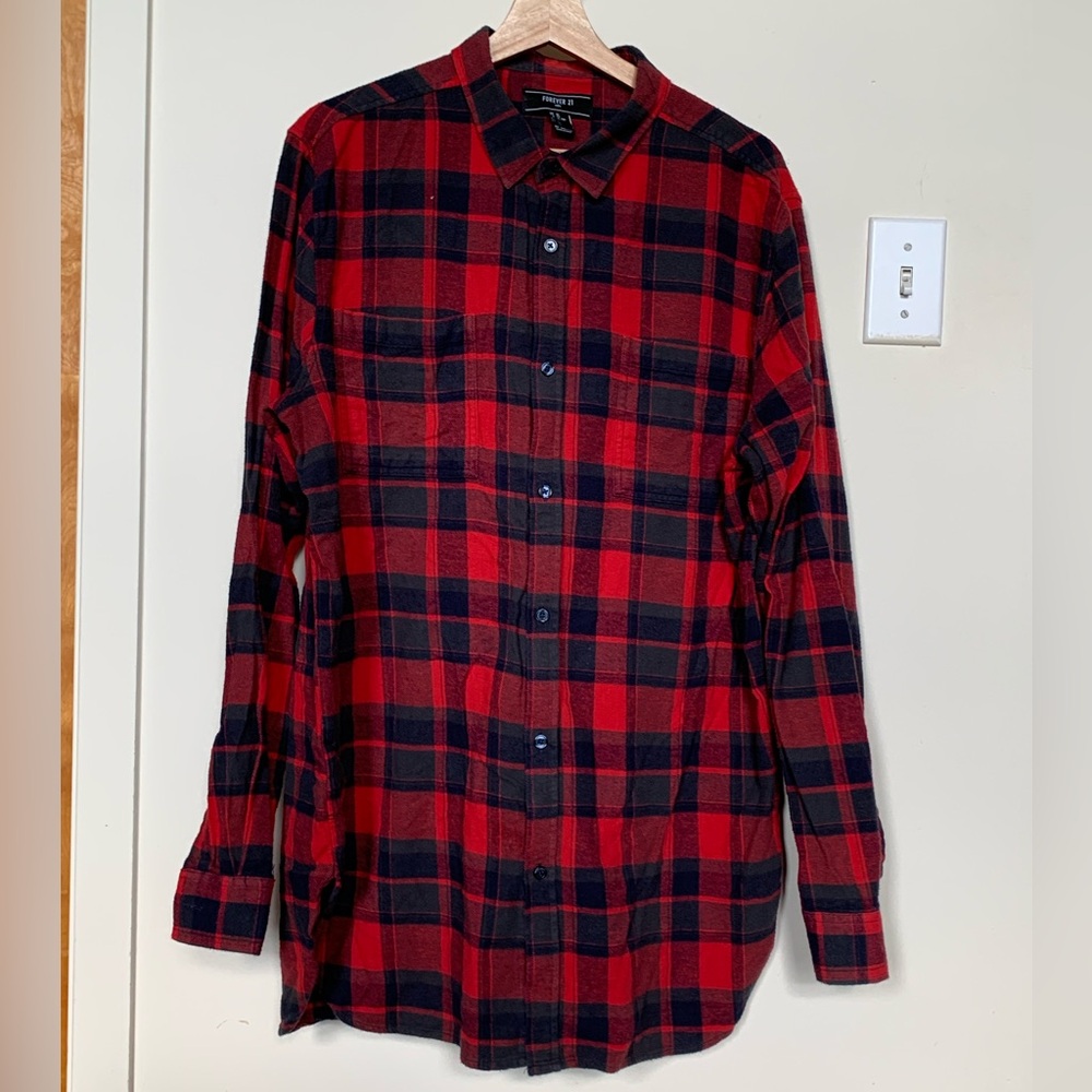 Plaid flannel button up shirt